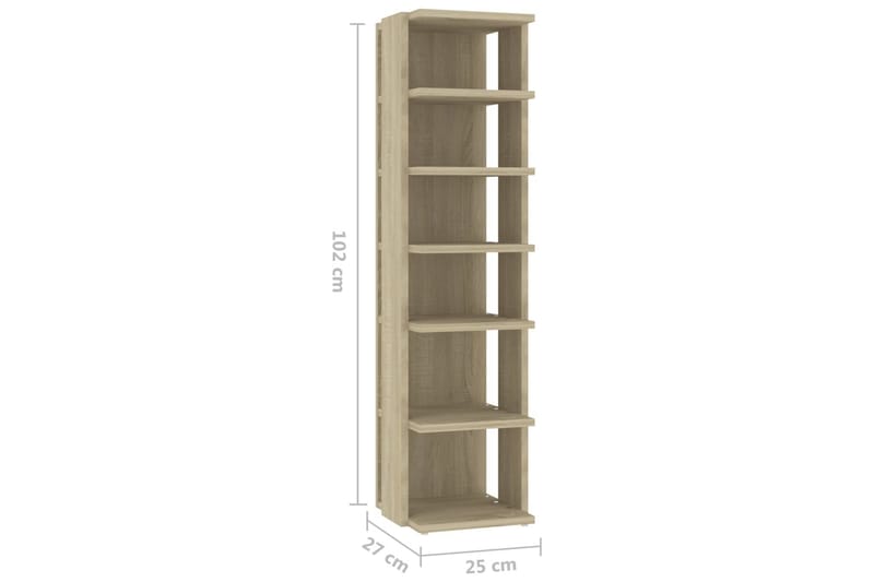 Skoskap sonoma eik 2 stk 25x27x102 cm - Brun - Oppbevaring - Skooppbevaring