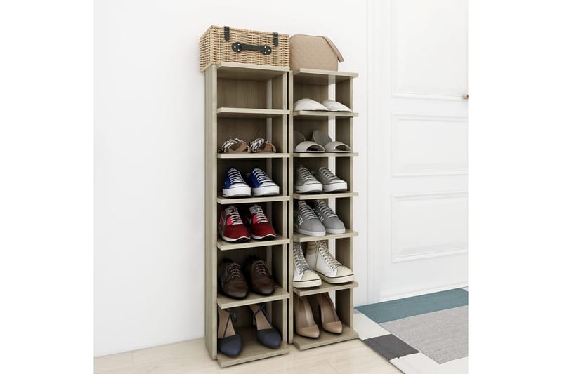 Skoskap sonoma eik 2 stk 25x27x102 cm - Brun - Oppbevaring - Skooppbevaring