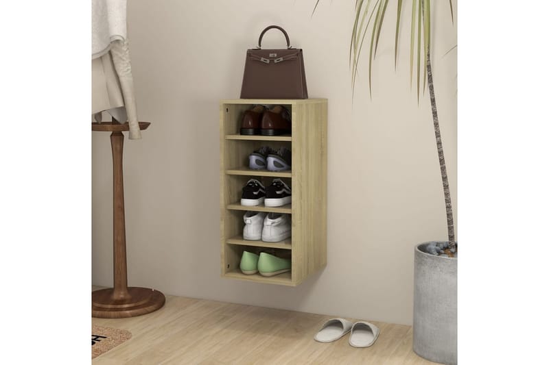 Skoskap sonoma eik 31,5x35x70 cm sponplate - Brun - Oppbevaring - Skooppbevaring