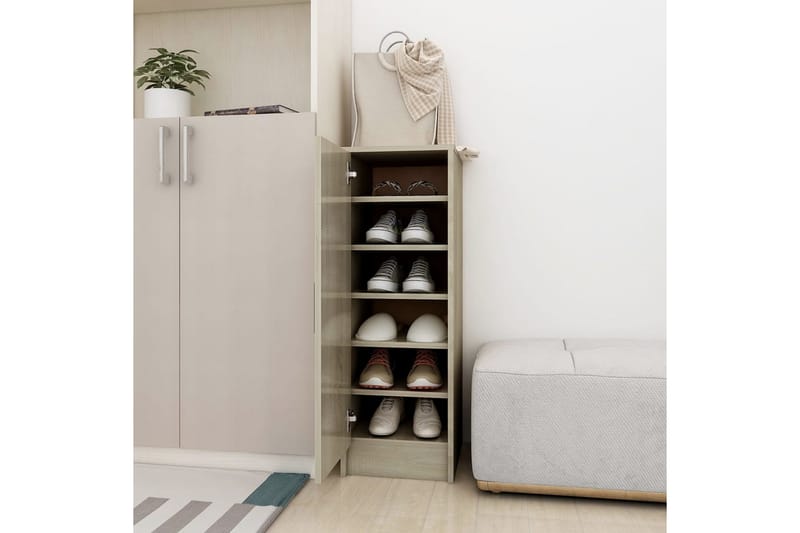 Skoskap sonoma eik 32x35x92 cm sponplate - Brun - Oppbevaring - Skooppbevaring - Skoskap