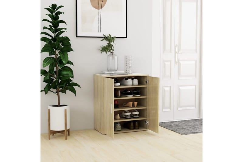 Skoskap sonoma eik 60x35x70 cm sponplate - Brun - Oppbevaring - Skooppbevaring
