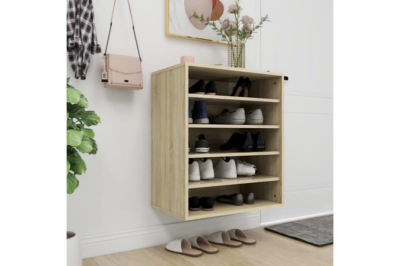 Skoskap sonoma eik 60x35x70 cm sponplate - Brun - Oppbevaring - Skooppbevaring