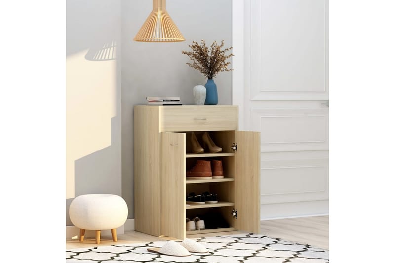 Skoskap sonoma eik 60x35x84 cm sponplate - Brun - Oppbevaring - Skooppbevaring - Skoskap
