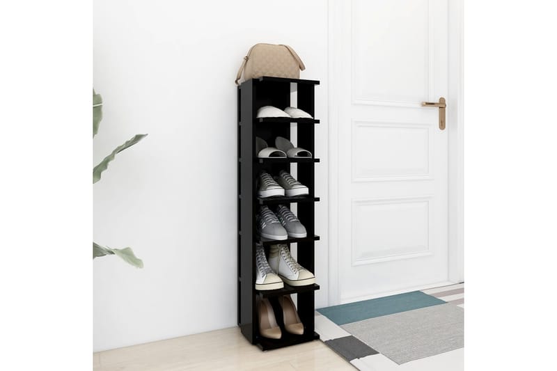 Skoskap svart 25x27x102 cm sponplate - Svart - Oppbevaring - Skooppbevaring