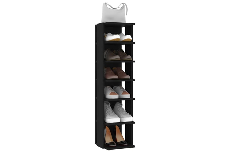 Skoskap svart 25x27x102 cm sponplate - Svart - Oppbevaring - Skooppbevaring