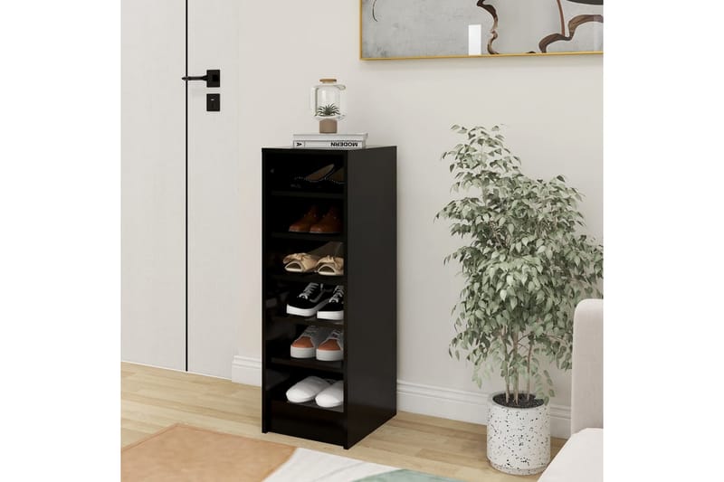 Skoskap svart 31,5x35x90 cm sponplate - Svart - Oppbevaring - Skooppbevaring - Skoskap