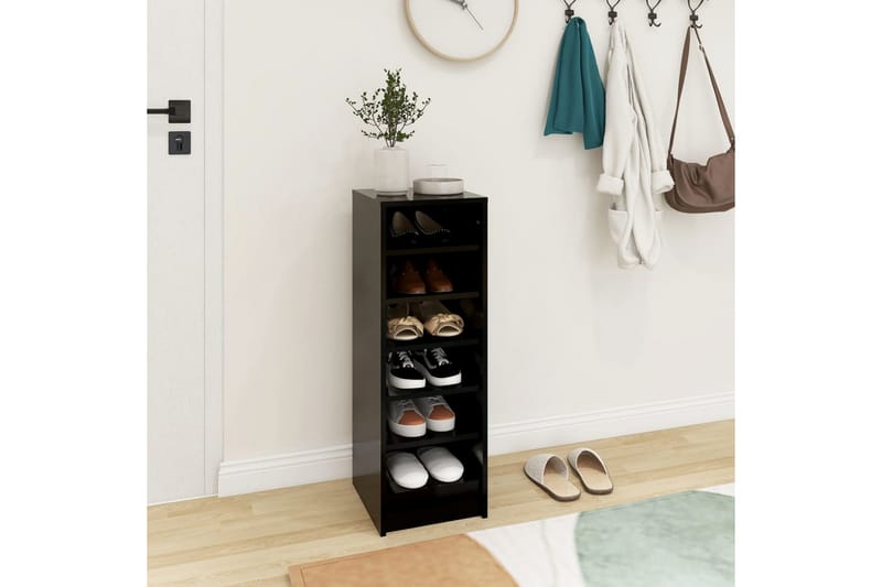 Skoskap svart 31,5x35x90 cm sponplate - Svart - Oppbevaring - Skooppbevaring - Skoskap