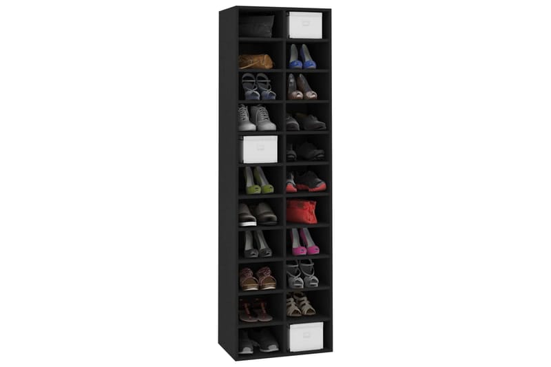 Skoskap svart 54x34x183 cm sponplate - Oppbevaring - Skooppbevaring - Skoskap