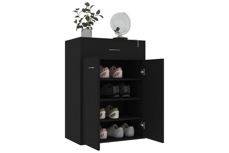 Skoskap svart 60x35x84 cm sponplate - Svart - Oppbevaring - Skooppbevaring - Skoskap
