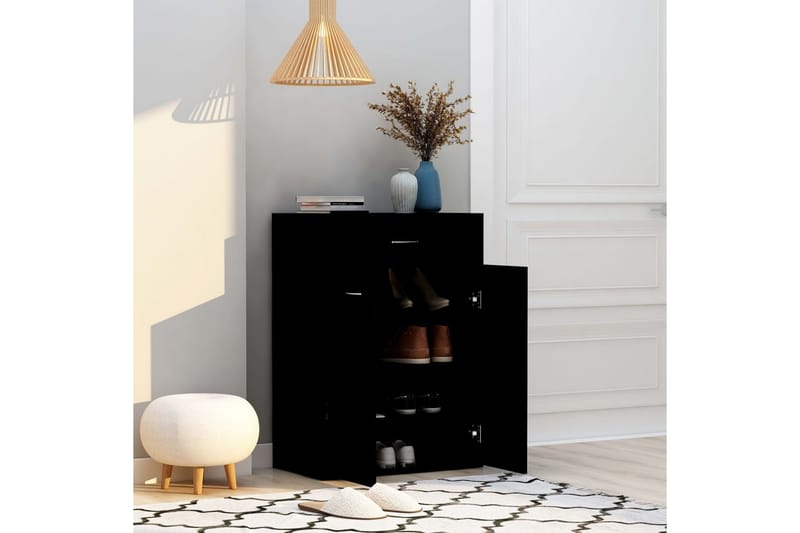 Skoskap svart 60x35x84 cm sponplate - Svart - Oppbevaring - Skooppbevaring - Skoskap