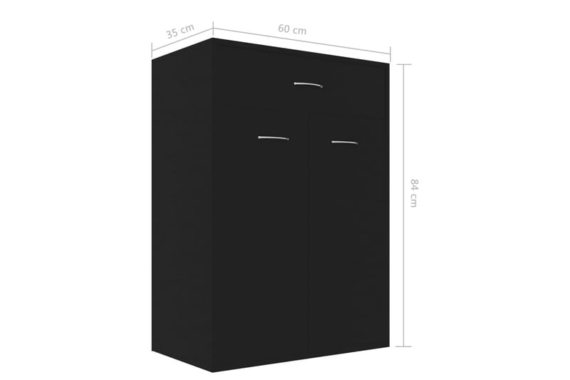 Skoskap svart 60x35x84 cm sponplate - Svart - Skoskap - Gangoppbevaring - Skooppbevaring
