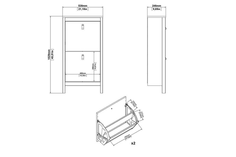 Skoskap Tvilum Vallvidera Skoskap 54 cm Beige - Oppbevaring - Skooppbevaring - Skoskap