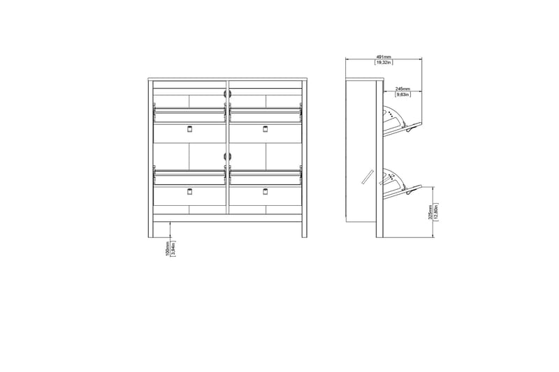 Vallvidera Skoskap 25x102 cm - Hvit/Natur - Oppbevaring - Skooppbevaring - Skoskap