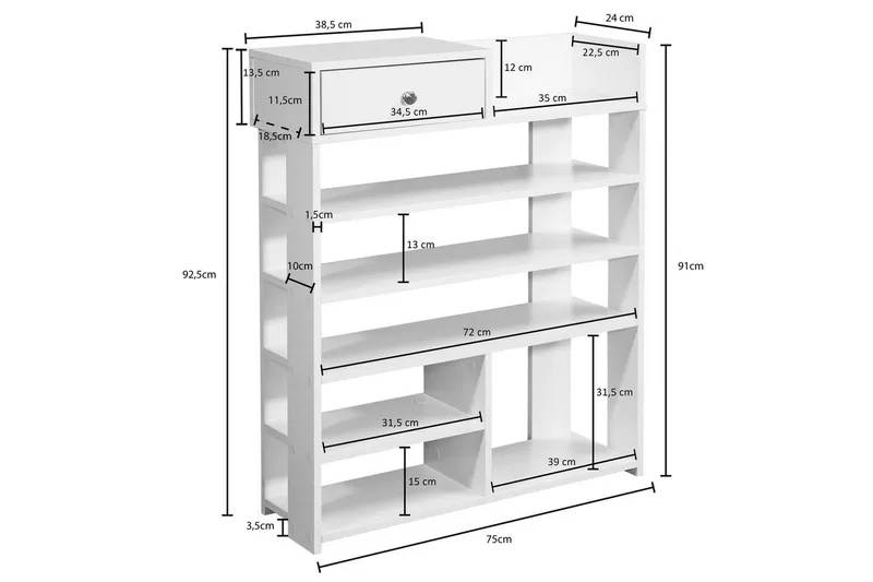Skoskap Wohnling Foliert sponplate Åpen hylle 1 skuff - Oppbevaring - Skooppbevaring