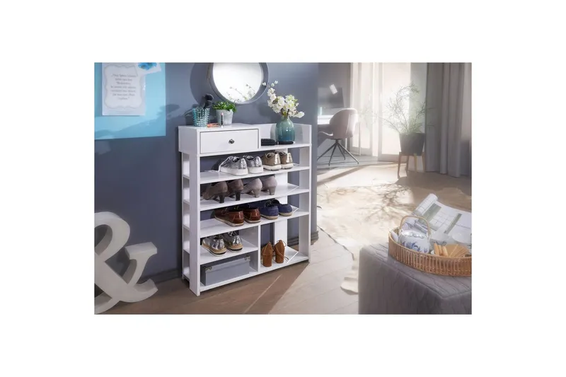 Skoskap Wohnling Foliert sponplate Åpen hylle 1 skuff - Oppbevaring - Skooppbevaring