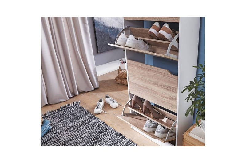 Skoskap Wohnling Foliert Sponplate 4 Utrekkbare Rom for 24 Par - Oppbevaring - Skooppbevaring - Skoskap