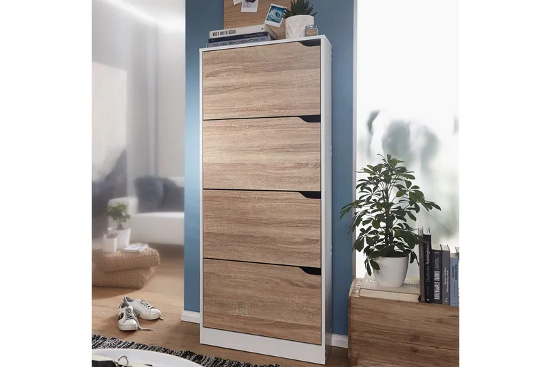 Skoskap Wohnling Foliert Sponplate 4 Utrekkbare Rom for 24 Par - Oppbevaring - Skooppbevaring - Skoskap