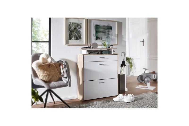 Skoskap Wohnling Foliert sponplate med hylleoppbevaring, 2 vippet ut rom, 1 skuff - Oppbevaring - Skooppbevaring - Skoskap