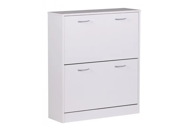 Skoskap Wohnling KIEL med 2 vippbare rom, foliert sponplate Hvit - Hvit - Oppbevaring - Skooppbevaring - Skoskap