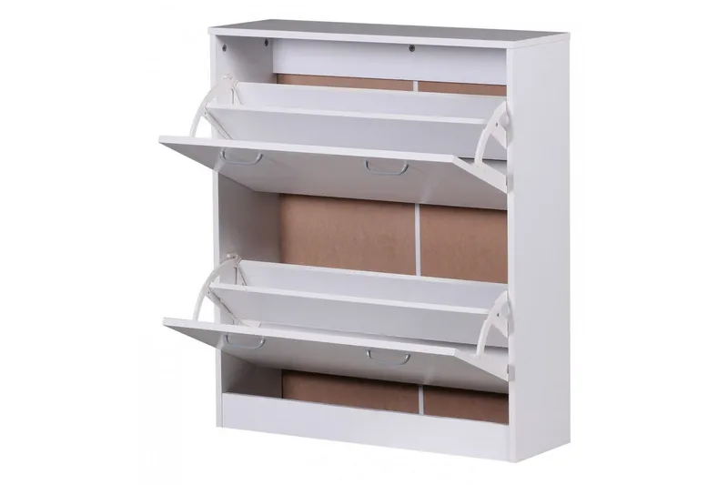 Skoskap Wohnling KIEL med 2 vippbare rom, foliert sponplate Hvit - Hvit - Oppbevaring - Skooppbevaring - Skoskap