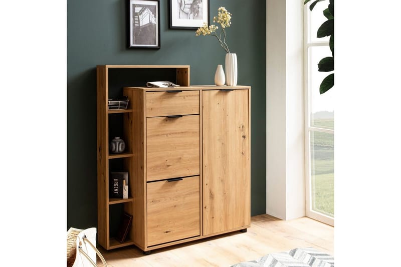 Skoskap Wohnling Massa 2 Uttrekkbare Rom for 12 Par Foliert Sponplate med 1 Dør Hylle - Oppbevaring - Skooppbevaring - Skoskap