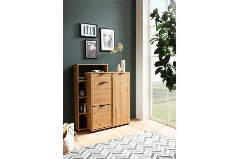 Skoskap Wohnling Massa 2 Uttrekkbare Rom for 12 Par Foliert Sponplate med 1 Dør Hylle - Oppbevaring - Skooppbevaring - Skoskap