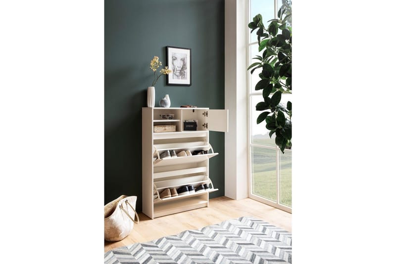 Skoskap Wohnling med 2 vippetromler 1 dør melaminbelagt MDF moderne - Oppbevaring - Skooppbevaring - Skoskap