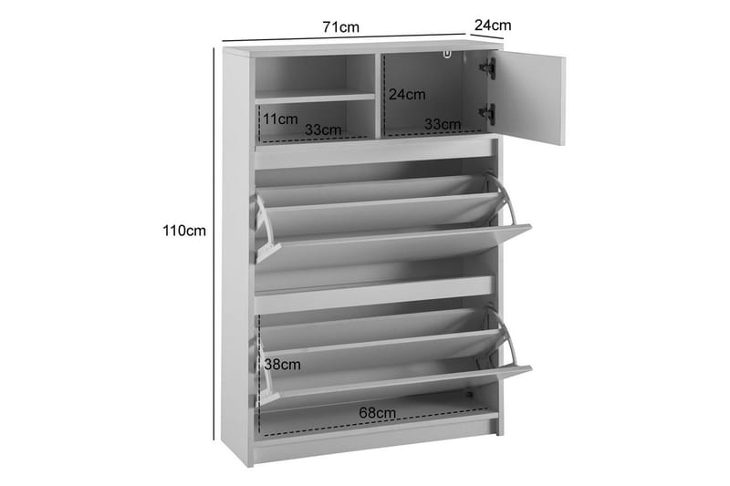 Skoskap Wohnling med 2 vippetromler 1 dør melaminbelagt MDF moderne - Oppbevaring - Skooppbevaring - Skoskap