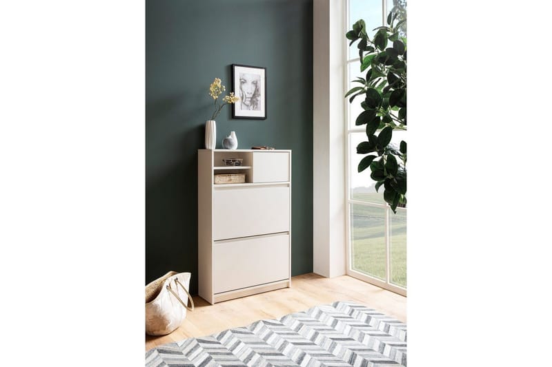 Skoskap Wohnling med 2 vippetromler 1 dør melaminbelagt MDF moderne - Oppbevaring - Skooppbevaring - Skoskap