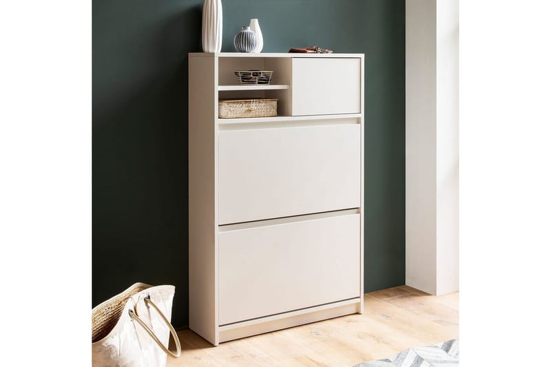 Skoskap Wohnling med 2 vippetromler 1 dør melaminbelagt MDF moderne - Oppbevaring - Skooppbevaring - Skoskap