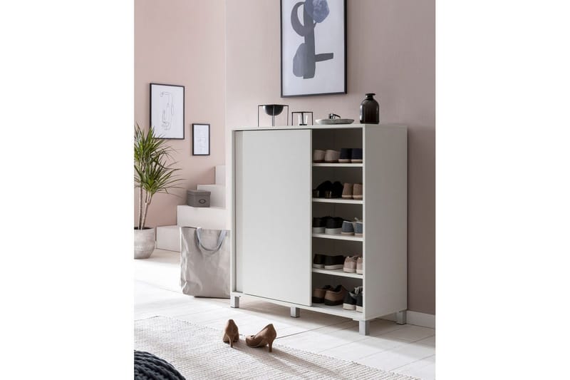 Skoskap Wohnling melaminbelagt MDF, skyvedører, for 20 par Hvit - Hvit - Oppbevaring - Skooppbevaring - Skoskap