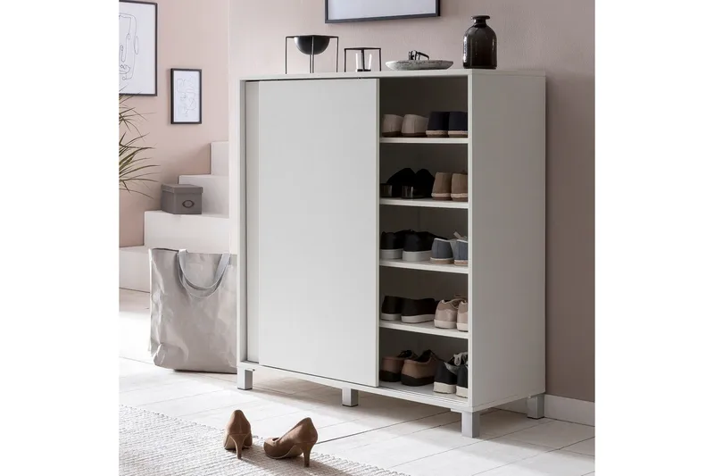 Skoskap Wohnling melaminbelagt MDF, skyvedører, for 20 par Hvit - Hvit - Oppbevaring - Skooppbevaring - Skoskap