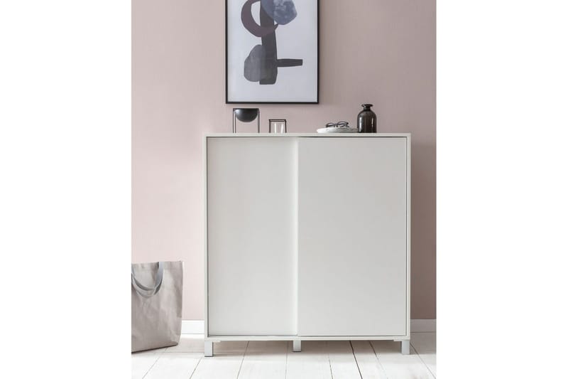 Skoskap Wohnling melaminbelagt MDF, skyvedører, for 20 par Hvit - Hvit - Oppbevaring - Skooppbevaring - Skoskap