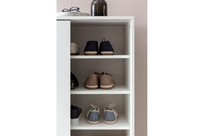 Skoskap Wohnling melaminbelagt MDF, skyvedører, for 20 par Hvit - Hvit - Oppbevaring - Skooppbevaring - Skoskap