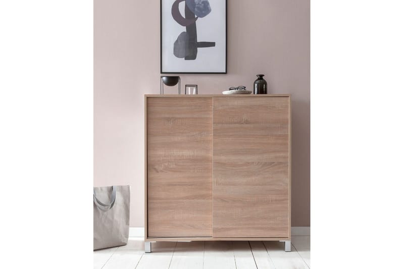 Skoskap Wohnling melaminbelagt MDF, skyvedører, for 20 par Sonoma - Sonoma - Oppbevaring - Skooppbevaring - Skoskap