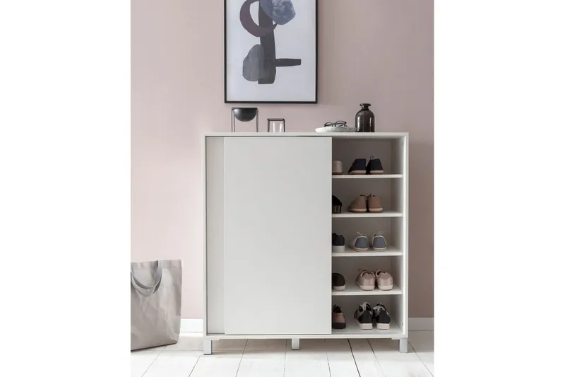Skoskap Wohnling melaminbelagt MDF, skyvedører, for 20 par Hvit - Hvit - Oppbevaring - Skooppbevaring - Skoskap
