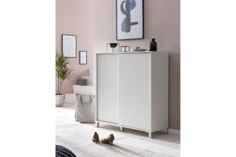 Skoskap Wohnling melaminbelagt MDF, skyvedører, for 20 par Hvit - Hvit - Oppbevaring - Skooppbevaring - Skoskap
