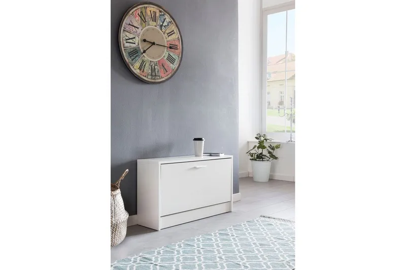 Skoskap Wohnling SPLIT med uttrekkbare rom, foliert sponplate Hvit - Hvit - Oppbevaring - Skooppbevaring - Skoskap