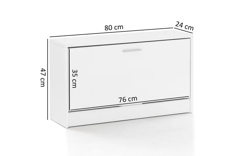 Skoskap Wohnling SPLIT med uttrekkbare rom, foliert sponplate Hvit - Hvit - Oppbevaring - Skooppbevaring - Skoskap