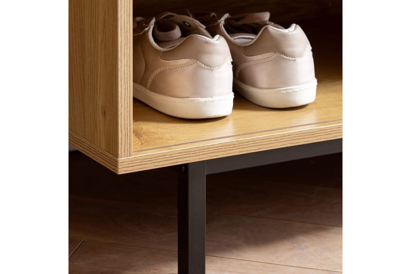 Skoskap Wohnling Polstret benk med skyvedør av Wienervevingoptikk Moderne - Møbler - Stoler & lenestoler - Benk - Skohylle med benk