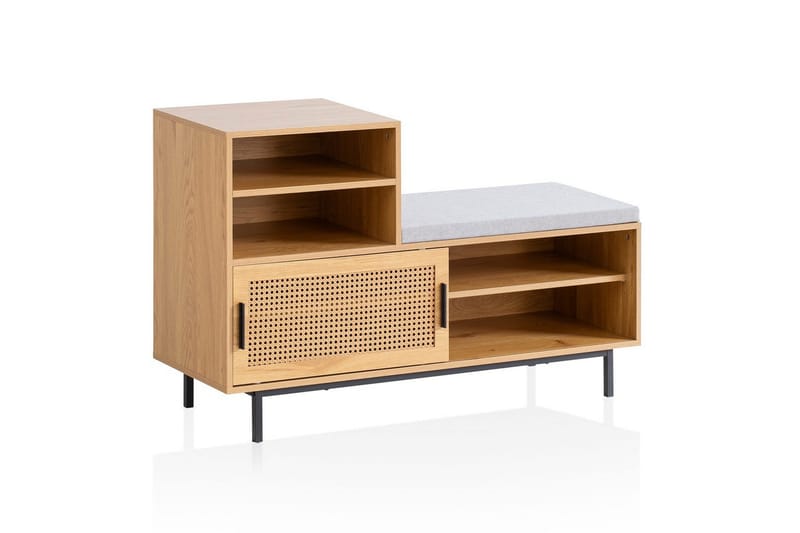 Skoskap Wohnling Polstret benk med skyvedør av Wienervevingoptikk Moderne - Møbler - Stoler & lenestoler - Benk - Skohylle med benk