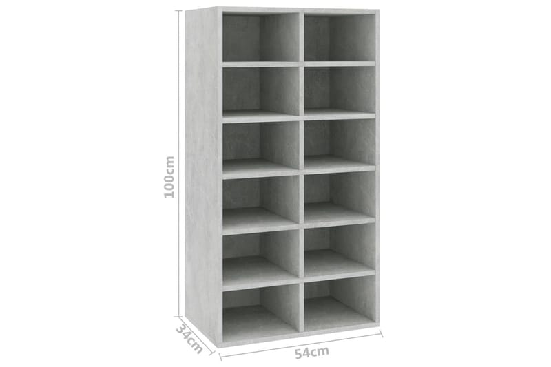 Skostativ betonggrå 54x34x100 cm sponplate - Oppbevaring - Skooppbevaring