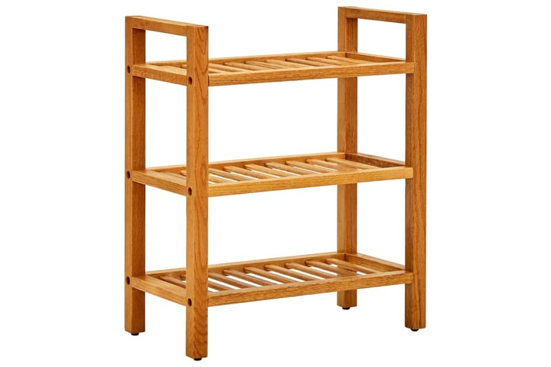 Skostativ med 3 hyller 50x27x60 cm heltre eik - Brun - Oppbevaring - Skooppbevaring