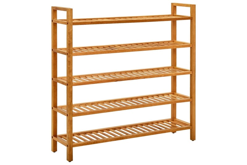 Skostativ med 5 hyller 100x27x100 cm heltre eik - Brun - Oppbevaring - Skooppbevaring