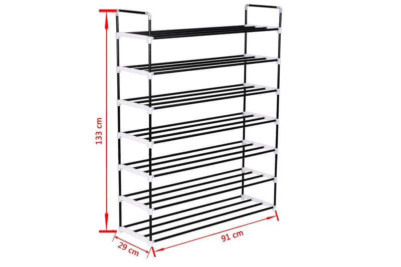 Skostativ med 7 hyller metall og plast svart - Gangoppbevaring - Skooppbevaring - Skohylle & skostativ