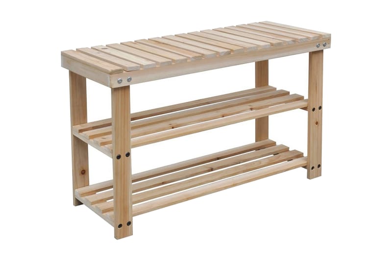 Skostativ med benk 2-i-1 2 stk heltre - Oppbevaring - Skooppbevaring