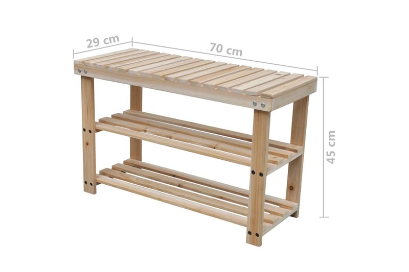 Skostativ med benk 2-i-1 2 stk heltre - Gangoppbevaring - Skooppbevaring - Skohylle & skostativ