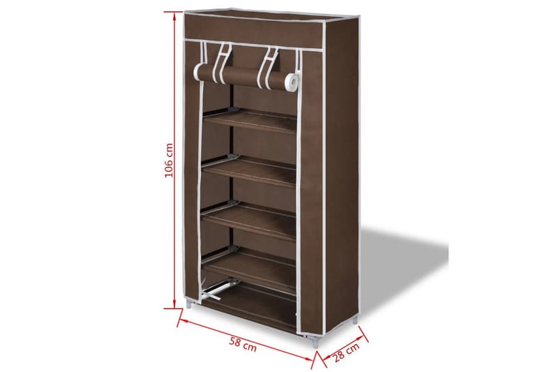 Stoff Skoskap 58 x 28 x 106 cm Brun - Oppbevaring - Skooppbevaring - Skoskap