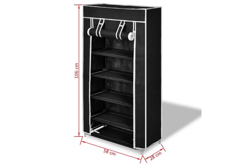 Stoff Skoskap 58 x 28 x 106 cm Svart - Oppbevaring - Skooppbevaring