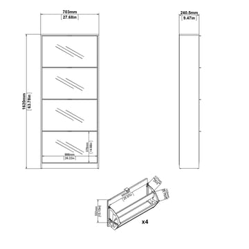 Tenor Skoskap 4 rom 70x24x162 cm - Oppbevaring - Skooppbevaring